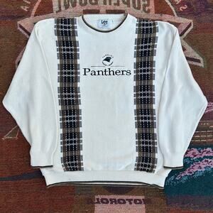 Vintage Lee Sports Carolina Panthers Plaid Stripe Crewneck